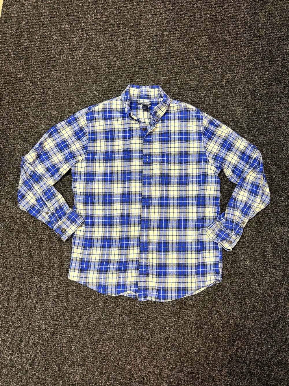 Workwear Fall Layers Quiet Luxury Lands End Traditional Fit Blue And White Plaid